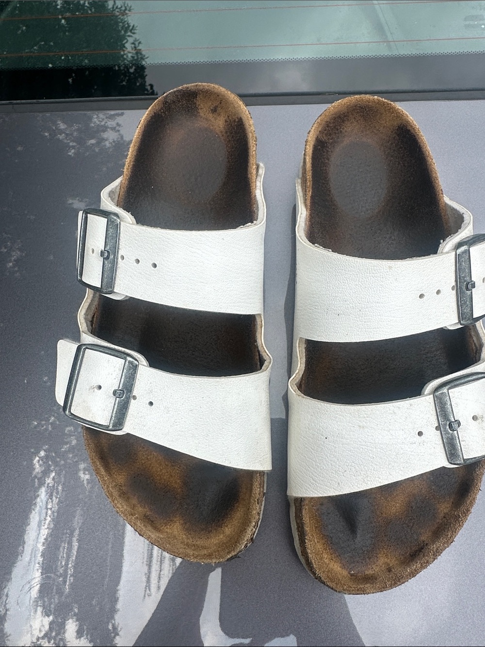 Birkenstock White Double-Buckle Slide Sandals - Picture 2 of 4